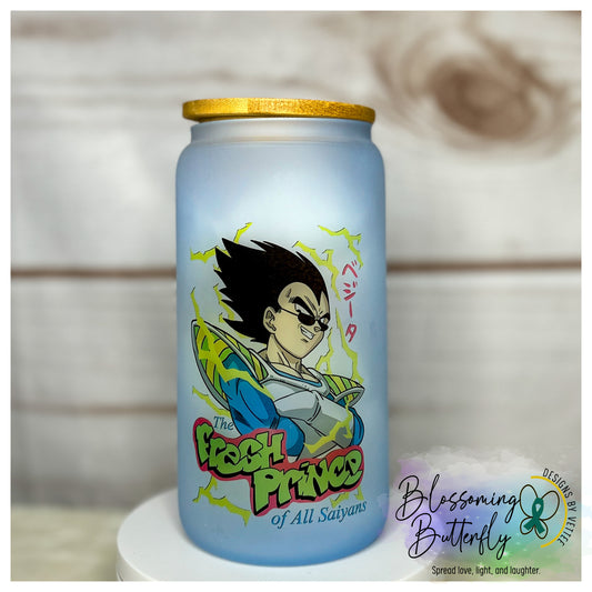 Vegeta Fresh Prince of all the Saiyans Glass Cup Color changing optional